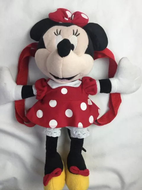 Disney Minnie Mouse Red Polka Dot Dress Full Body 14" Plush Backpack