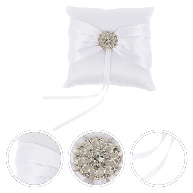Anello bianco 10 * 10 cm anello di nozze cuscino bianco corona regali di nozze