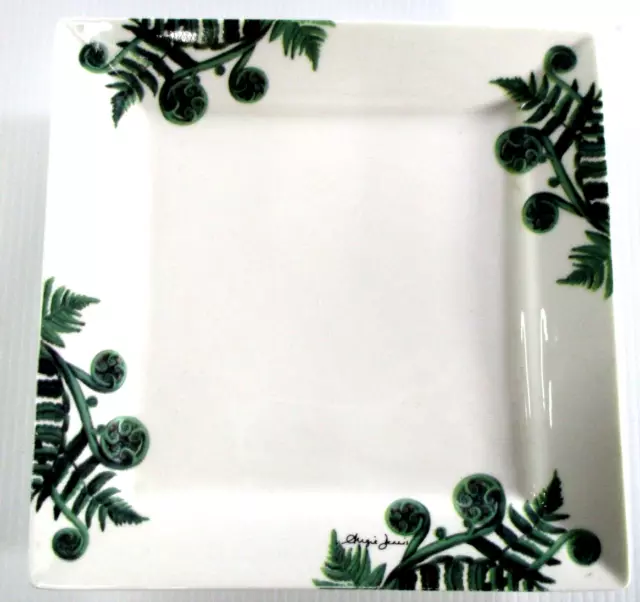 Augie Dennis Silver Fern Square Side Plate Designed In New Zealand Porcelain VGC