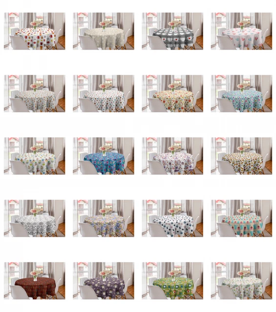 Ambesonne Tea Party Round Tablecloth Table Cover for Dining Room Kitchen