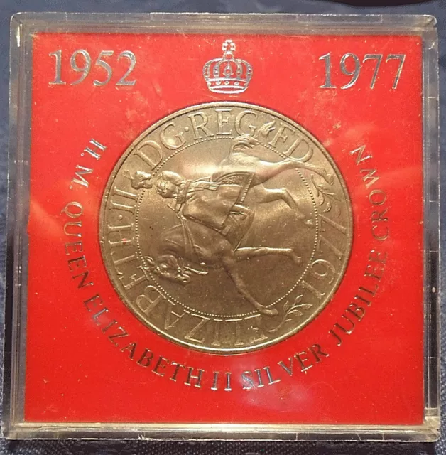 1952-1977 H.M. Queen Elizabeth II Silver Jubilee Crown in Red Case