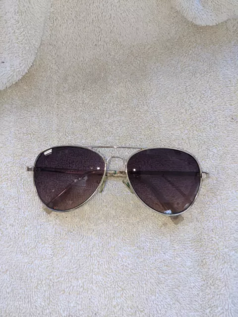 American Eagle Aviator Sunglasses~Gold Metal Frames~Purple Lens~Scratched