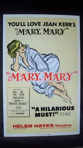 MARY MARY Window Card DIANA LYNN / TOM POSTON / EDWARD MULHARE / JEAN KERR 1963