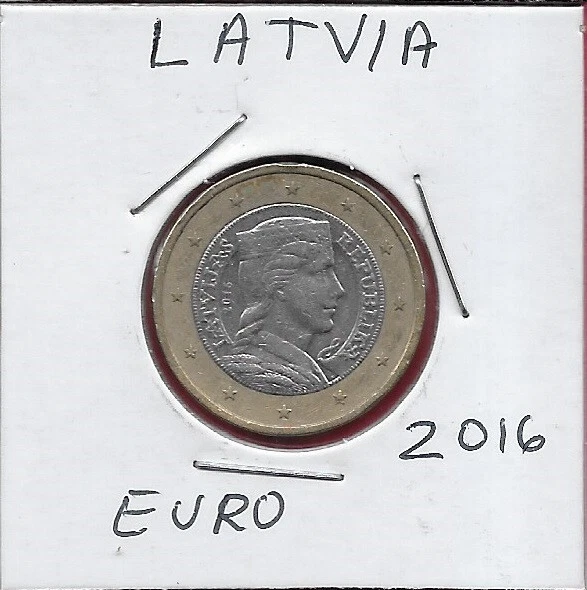 Latvia 1 Euro 2016 A Latvian Folk-Maid In Profile,Originally Depicted On The Rev