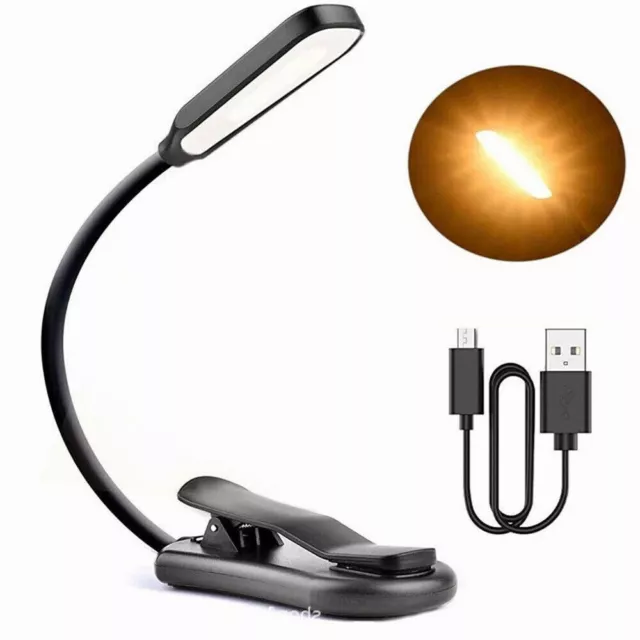 USB Rechargeable Book Light Mini LED Reading Light with Flexible Clip Portable