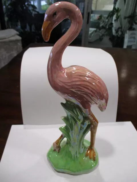 vtg Pink Flamingo 1940's art deco mid century glazed porcelain ceramic figure