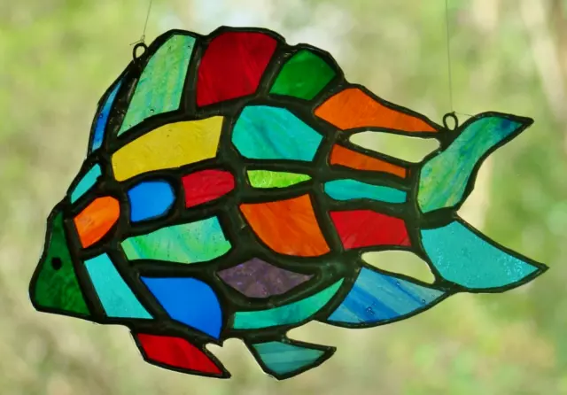 Multi Coloured TROPICAL REEF FISH Authentic Stained Glass Aquatic SUNCATCHER