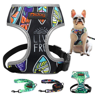 Mesh Dog Collar Harness Leash Set Reflective No-Choke Step-in Dog Walking Vest