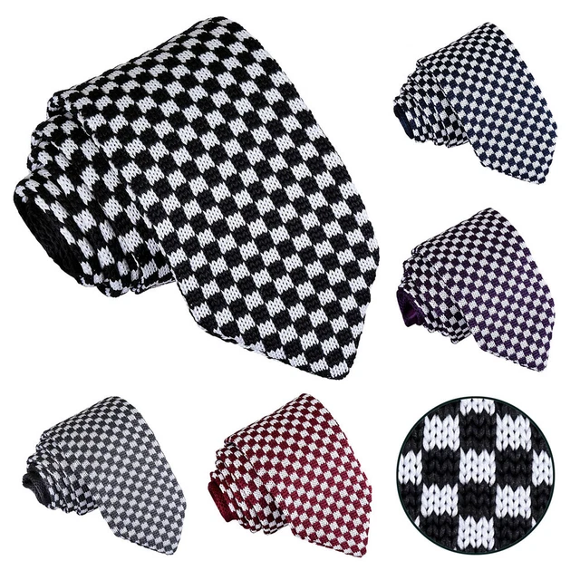 Uomo Quadri Maglia Poliestere Slim 7cm Cravatta - Casual, Lavoro, Sera Festa