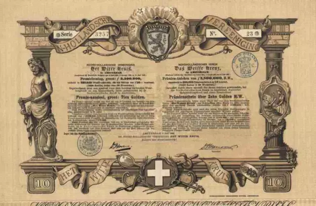 Nordholländischer Verein Das Weisse Kreuz 1888 Amsterdam Dr. P.Barnouw 10 Gulden