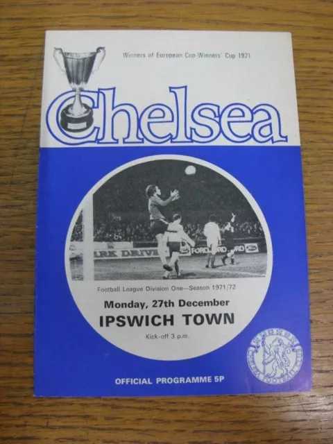 27/12/1971 Chelsea v Ipswich Town  (Light Crease, Token Removed). Free SHIPPING/