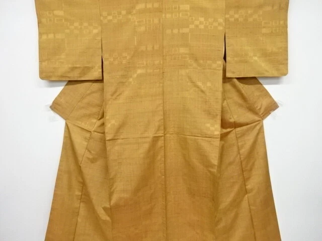 6839166: Japanese Kimono / Antique Kimono / Tsumugi / Woven Geometric