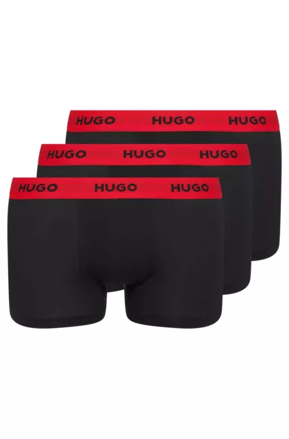 Hugo Boss BLACK/RED Men's Stretch Cotton Logo-waistband Trunks-3 Pack, US Large