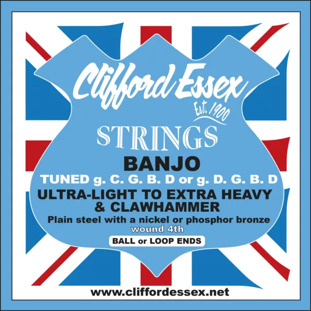 Clifford Essex 5 String Banjo Strings. Wound 4Th. Comprehensive Range.