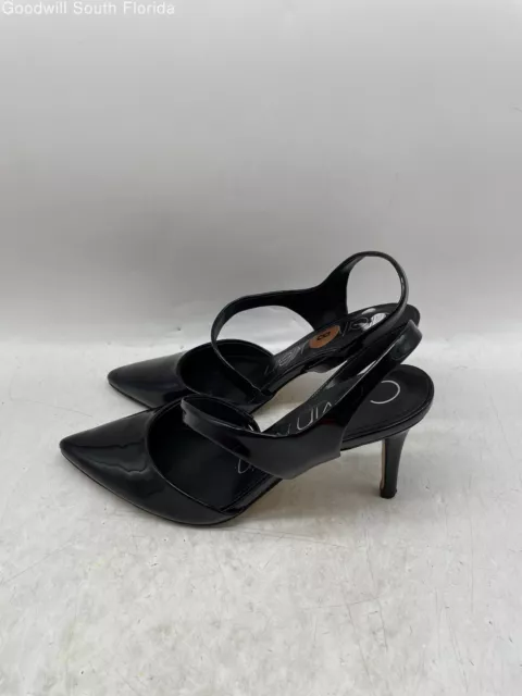 Calvin Klein Womens Black Patent Leather Pointed Toe Stiletto Pump Heels Size 8M