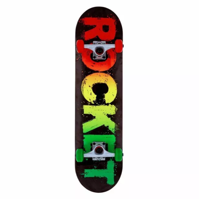 NEW Rocket Skateboards Rasta Fade Factory Complete Skateboard Rasta 8"