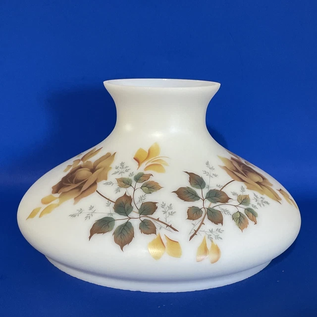 Vintage GWTW 10" Fitter Antique Gold Rose Oil Or Electric Glass Tam Lamp Shade
