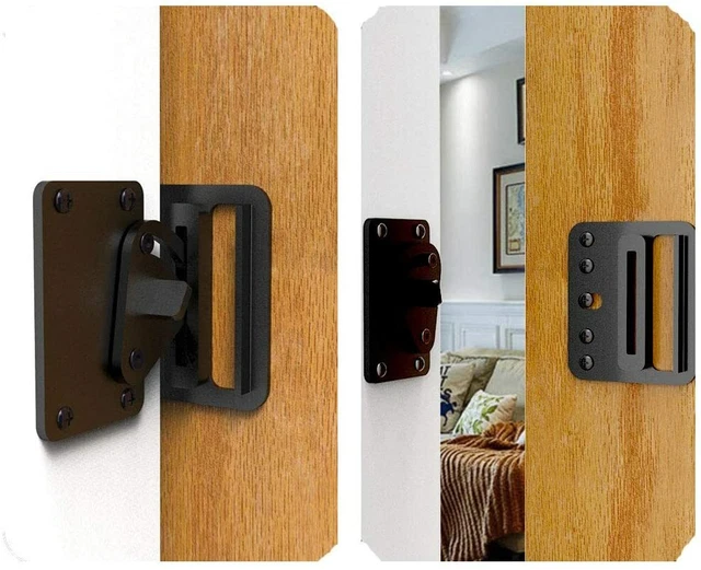 Steel Door Latch Sliding Door Lock for Sliding Barn Wood Door Gate Black/Silver