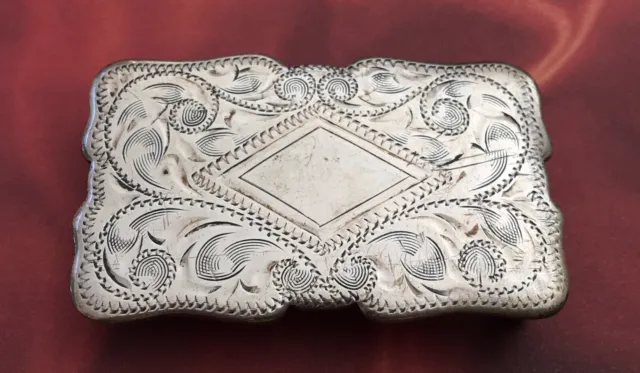 Vintage Old Western Hand Engraved Sterling Silver Diamond Monogram Belt Buckle