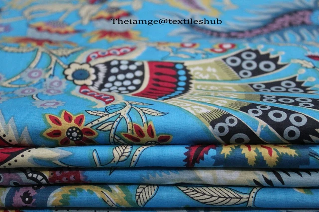 Neuf Coton Floral Main Bloc Imprimé Couture Indien Tissu Matière Artisanat 2.7m