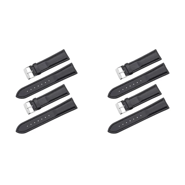 4 Pcs 20mm Watch Band Black Watch Band Classic Leather Wrist Belt