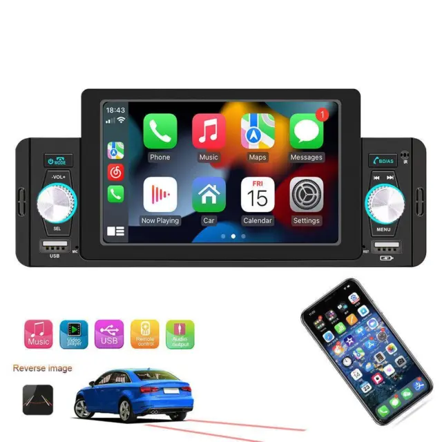 Single Din 5in Android Auto Carplay Car Stereo Radio MP5 Player  Mirror Link BT