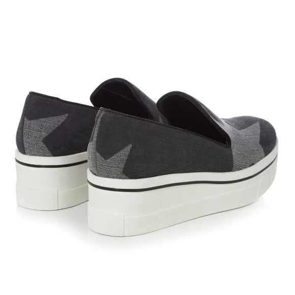 Stella McCartney Women's Star Binx Platform Slip-on Sneakers Shoes Dark Grey 6