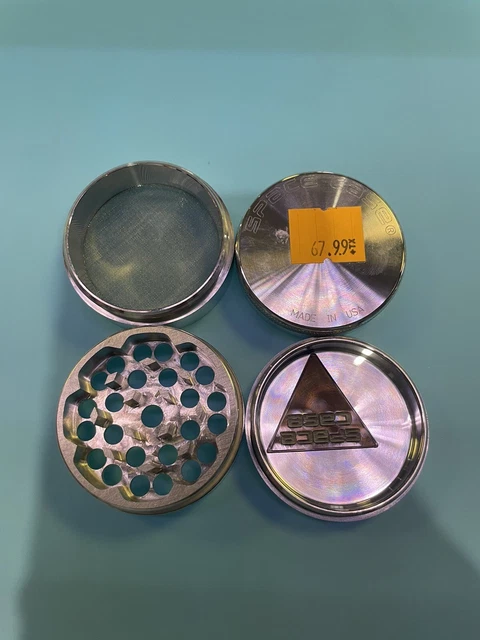 Heady Space Case Aluminum Grinder American Made USA Water Pipe No Magnet Spoon