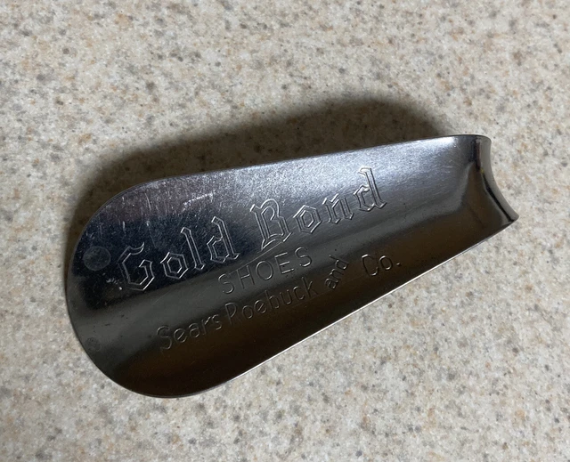 VINTAGE ADVERTISING METAL Shoe Horn Gold Bond Shoes Sears Roebuck and
