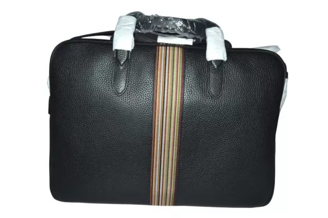 Paul Smith Mainline Brown Leather Pouch Multi Stripe Bag Mens Brand New
