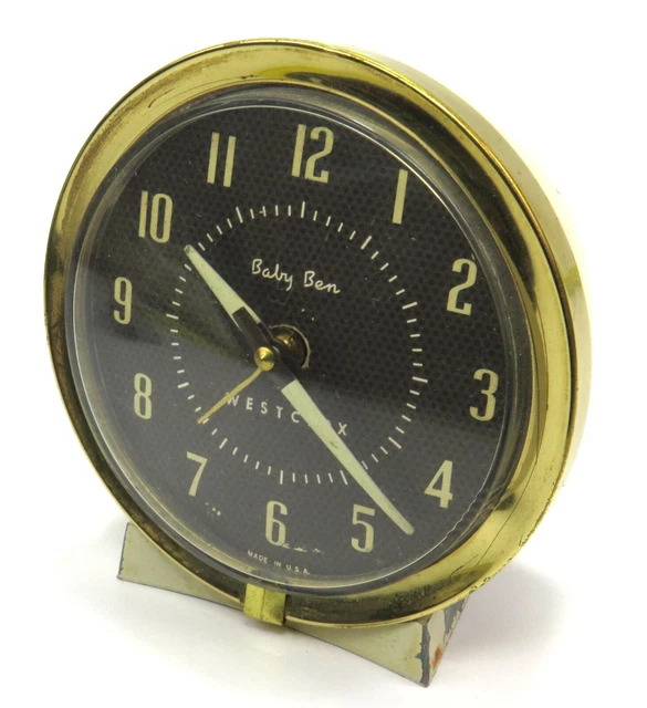 Westclox Baby Ben Ivory/Gold/Black Wind-Up Alarm Clock for Parts/Repair - Read