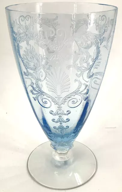 Fostoria Versailles Azure Blue Depression Glass Footed 10 Oz 5 7/8 Ice Tea Glass