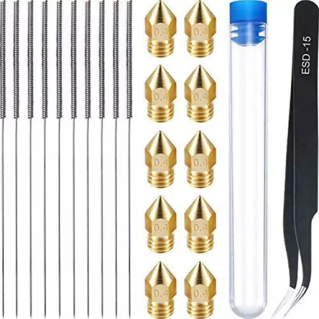 0.4mm Extruder Nozzle Print Head Hot End Cleaning Needle Kits For 3D-Printer AAU