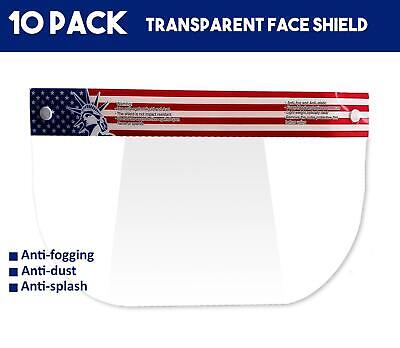 Face Shield Safety Visor Protector Unisex Washable Reusable American Flag 10 Pc