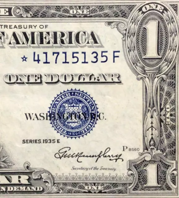 1935E $1 BLUE Silver Certificate *** STAR *** Choice VF! Crispy! X5135 Currency!