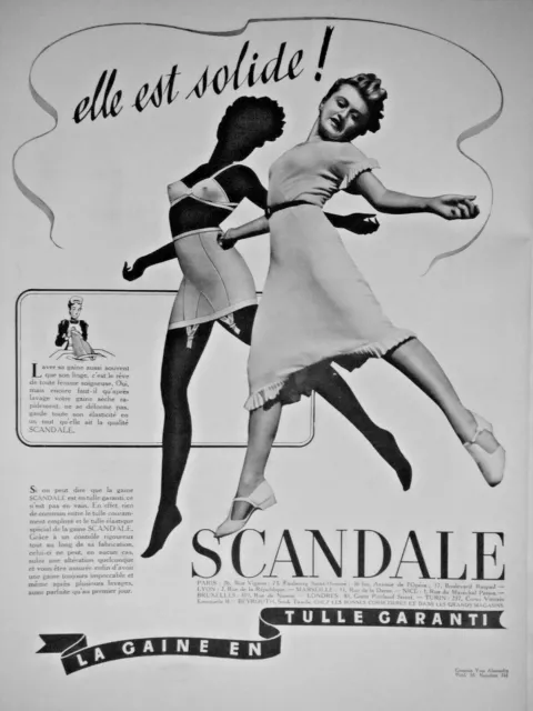 PUBLICITÉ DE PRESSE 1939 GAINE EN TULLE GARANTI SCANDALE - Yves Alexandre