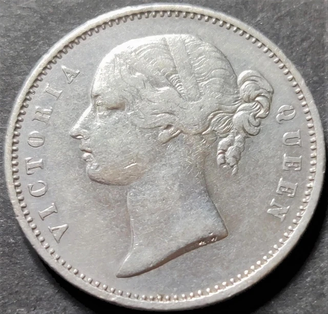 British India, 1/2 Rupee, 1840, Queen Victoria, Divided Legend, Silver (S-754)