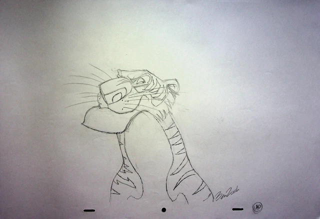 BEN RUSH  SIGNED Hand Drawn Character Shere Khan JUNGLE BOOK 1967 Pencil Art