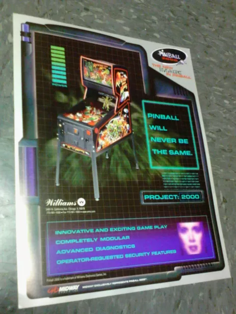 Rare Williams flyer for Pinball 2000 with REVENGE FROM MARS - good original