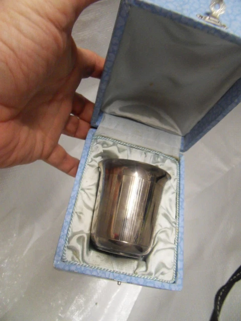 Coffret bapteme naissance timbale metal argenté