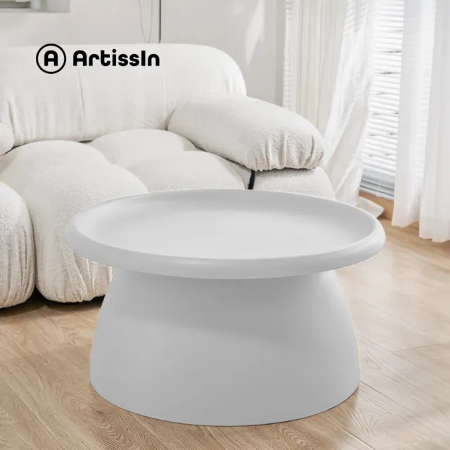 ArtissIn Coffee Table Side End Table Mushroom Nordic Round Large 71CM White