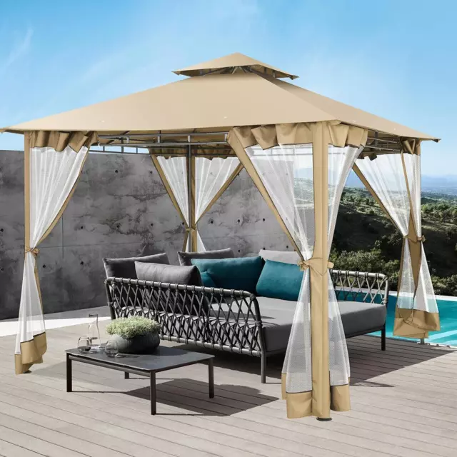 3x3m Pavillon Wasserdicht UV Partyzelt Festzelt Gartenzelt mit Seitenteile Zelt