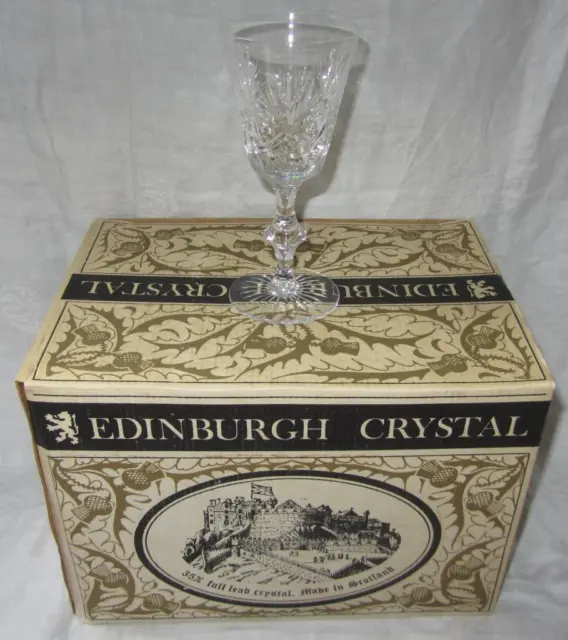 Set of Six Edinburgh Crystal "Star of Edinburgh" Wine Glasses Unused Old Stock