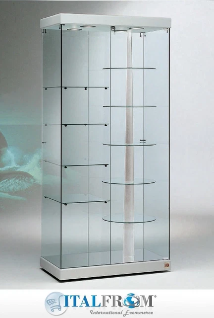 Affichage Tournant Verre Vitrine Coffret en Simili Cuir avec Lumières Italfrom