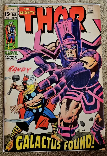 The Mighty Thor #168, Marvel Comics 1969 Origin of Galactus  Lee/Kirby