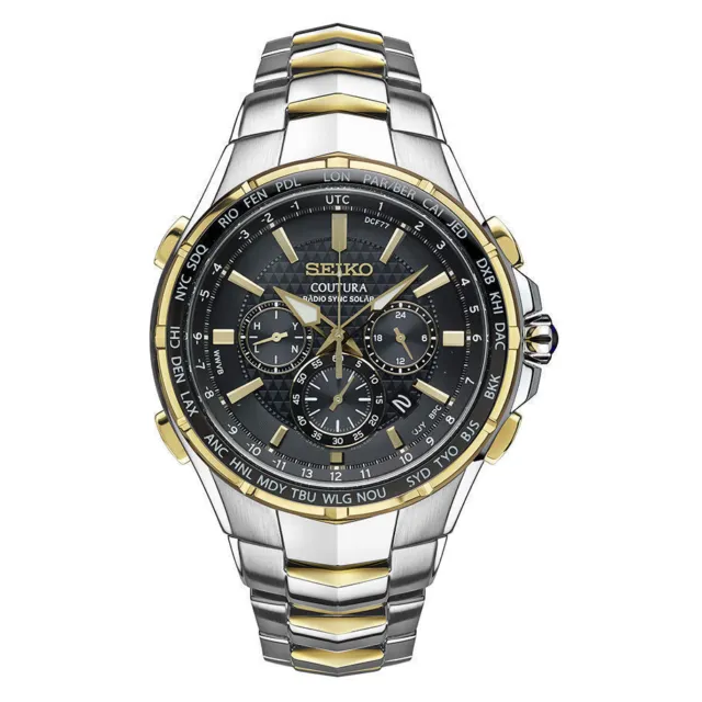 Seiko Men's Coutura Radio Sync Solar Chronograph Two Tone Steel Watch SSG010