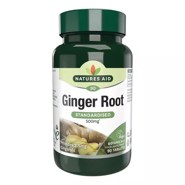 Natures Aid Vegan Ginger Root 500mg 90 Tablets