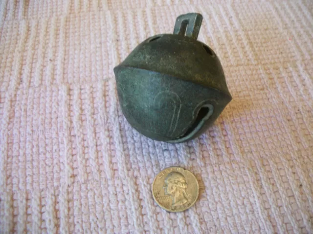 Large Antique Embossed N0. 10 Brass Sleigh Bell-Unpolished