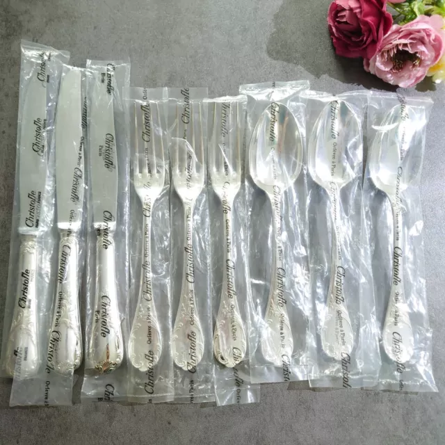 Christofle Marly 9pcs Silverplate Flatware Knife Fork Spoon Excellent