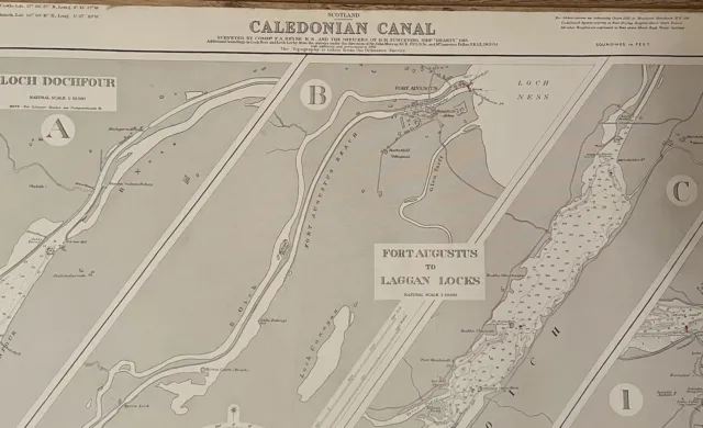 VINTAGE ADMIRALTY SEA CHART - Caledonian Canal - No 1791